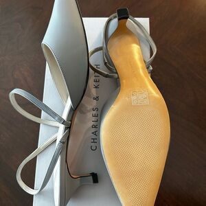Charles & Keith vegan leather curved kitten heel pumps gray 41 11M